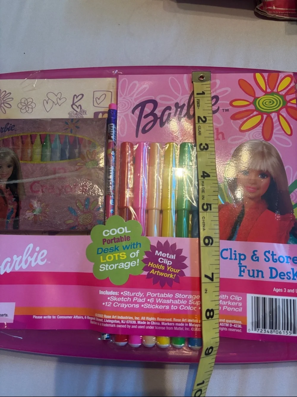 Barbie Pink Portable Clip & Store Art Desk Set with Multicolored Markers